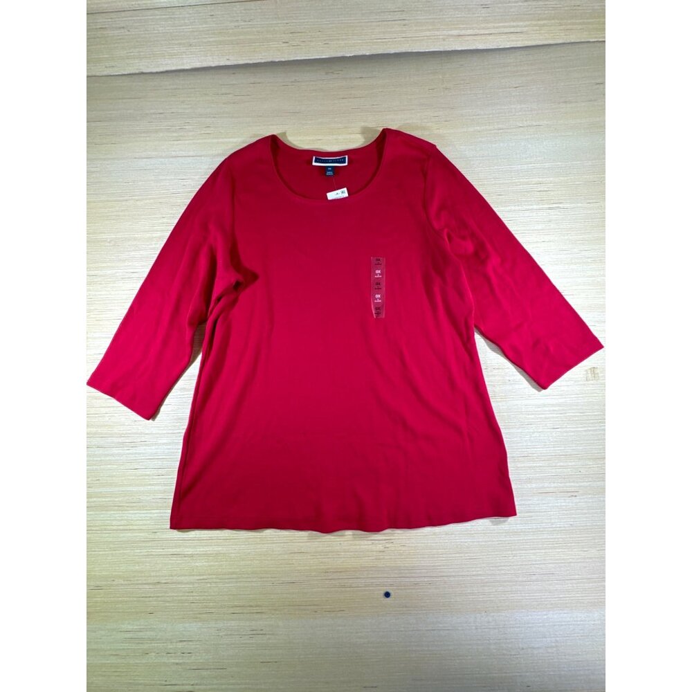 Karen Scott woman’s 0X 3/4 sleeves red shirts NWT